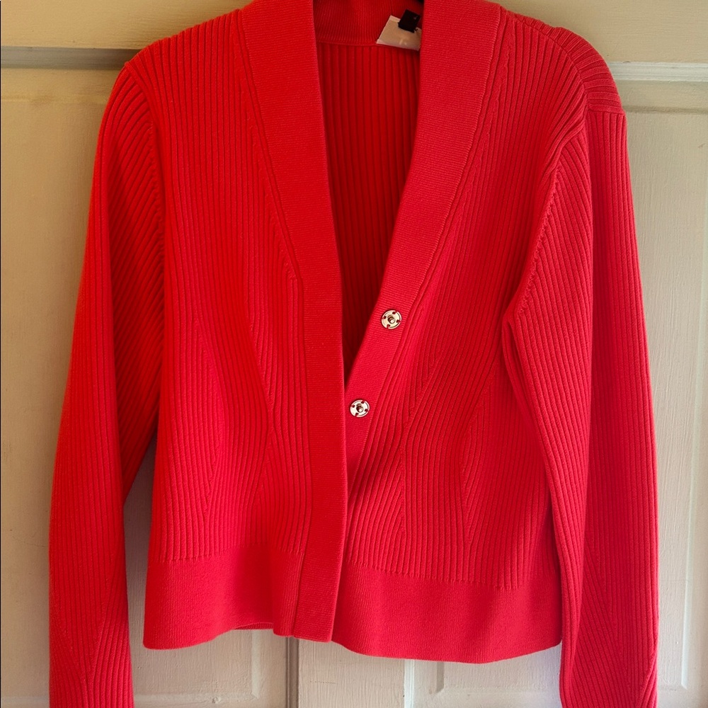 CAbi Vibrant Red Ribbed Cardigan - Picture 5 of 5